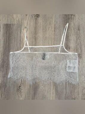 Divided H&M White Sheer Lace Cropped Cami Tank Top Small